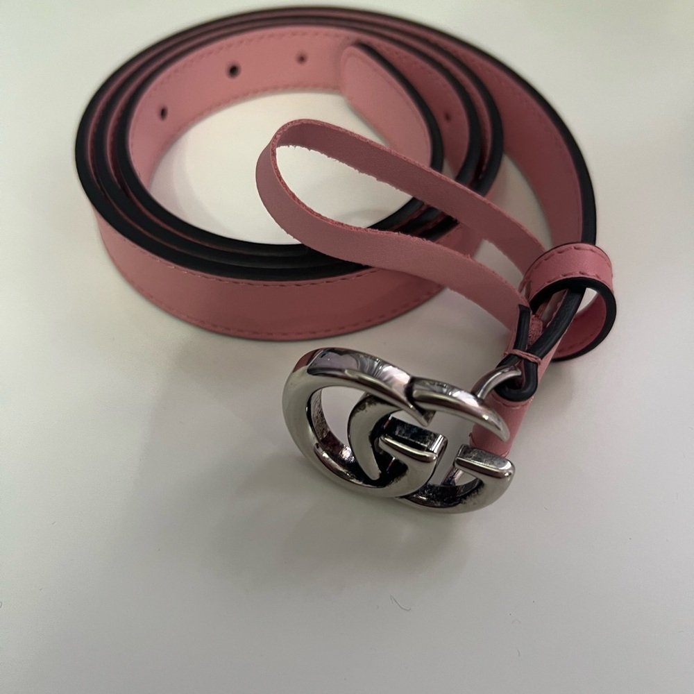 Pink thin Gucci Belt